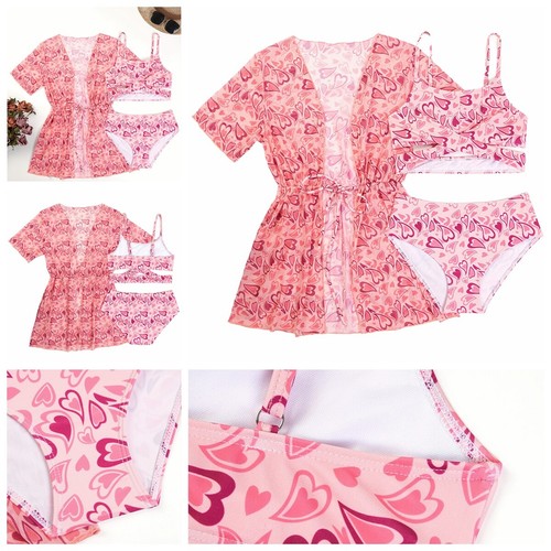 Kids Girls Bikini Beach Swimsuit Workout Tops With Briefs Holiday Swimwear Swim - Picture 1 of 18