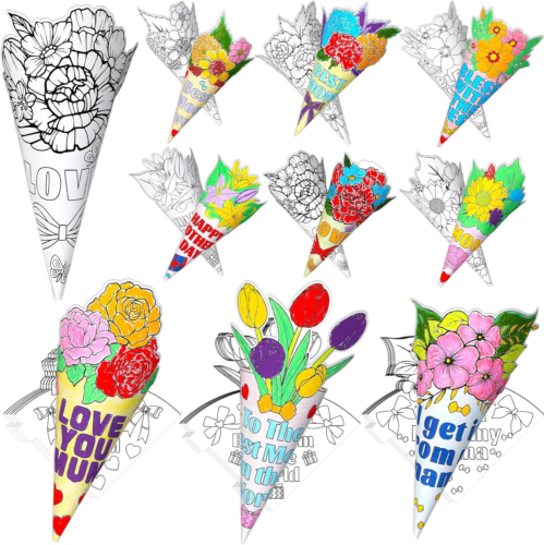 36PCS Color Your Own Mother'S Day Bouquet Happy Mother'S Day DIY Flower Card Pap - Picture 10 of 12