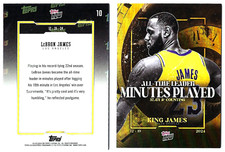 LEBRON JAMES 2024 TOPPS NOW 10 ALL TIME LEADER MINUTES PLAYED GOLD FOIL #41/50