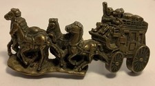 Vintage Belt Buckle, Western Themed, Wagon Horses 1979 Baron, Heavy Brass.