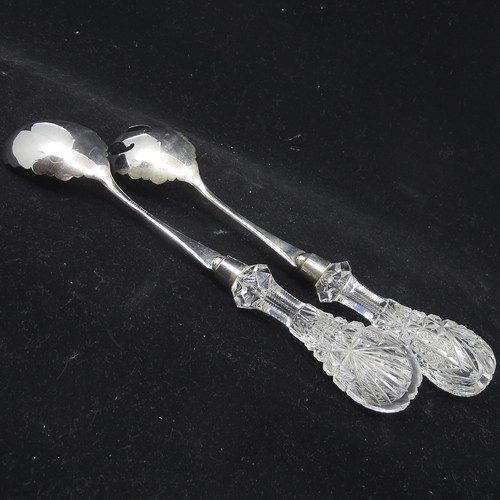 DORFLINGER ABP American Brilliant Period Cut Glass Salad Serving Set Fork Spoon - Picture 4 of 8