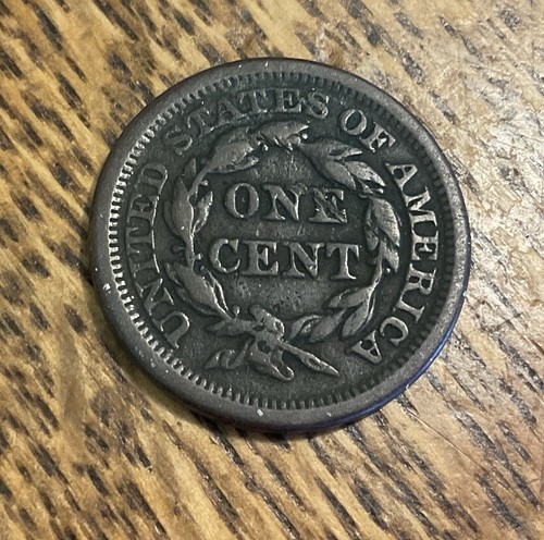 1854 BRAIDED HAIR LARGE CENT LOWER GRADE #2 - Picture 2 of 2