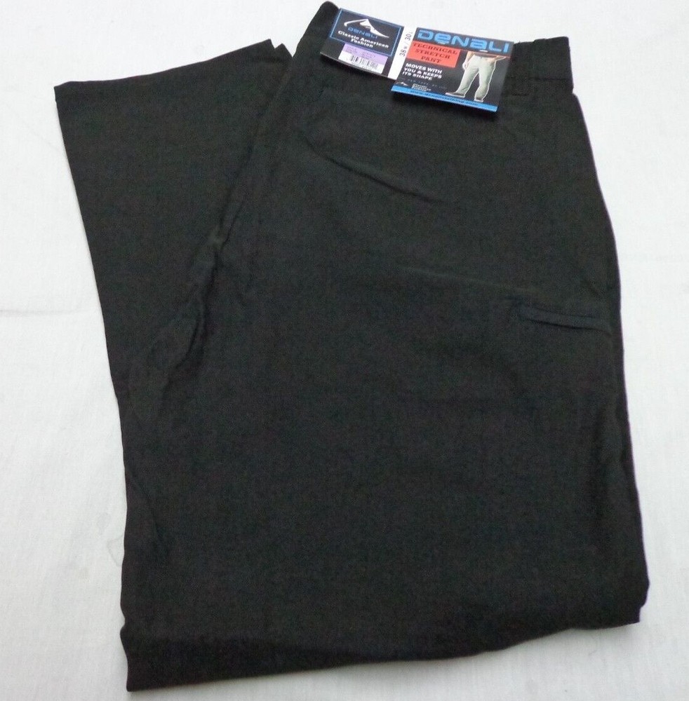 DENALI Black Technical Stretch Pants -Side Zipper Media Pocket  NWT 38/30