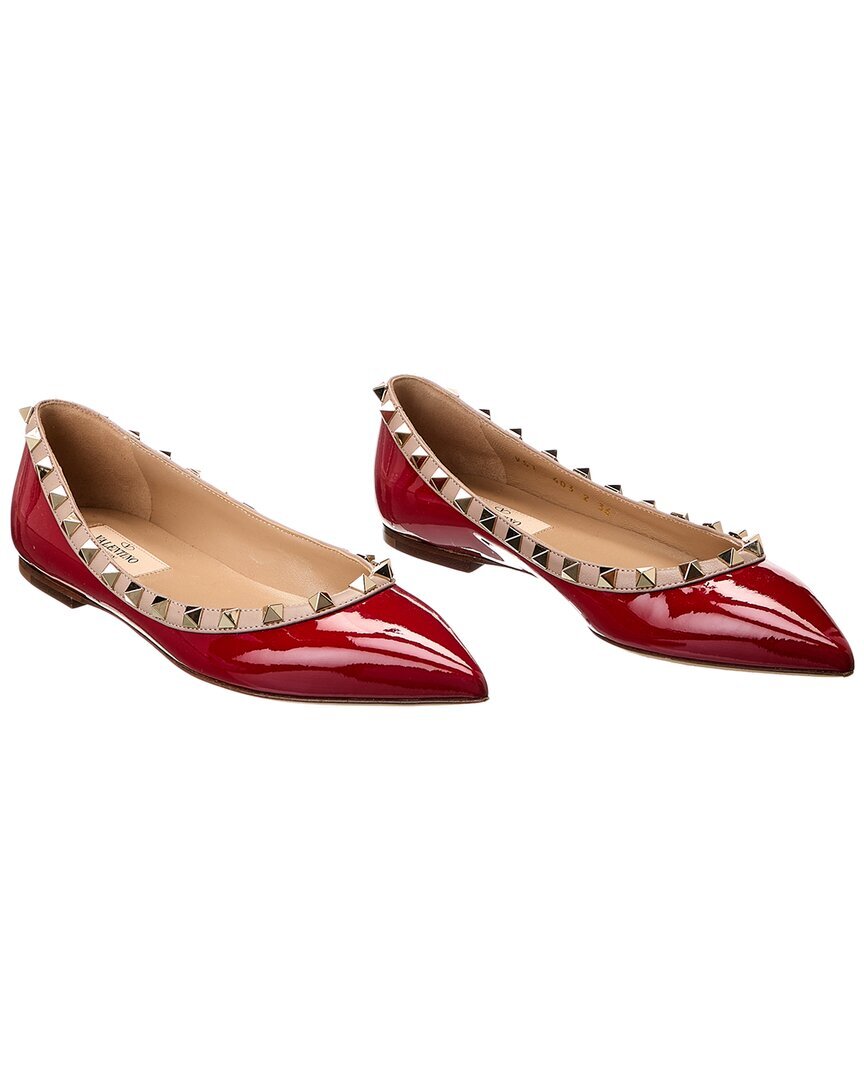 Лакированная квартира Valentino Rockstud (настоящая, бывшая в употреблении) Женское красное 36