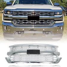 Front Upper Bumper Grille Chrome For Chevy Silverado 1500 2016-2018 84374385