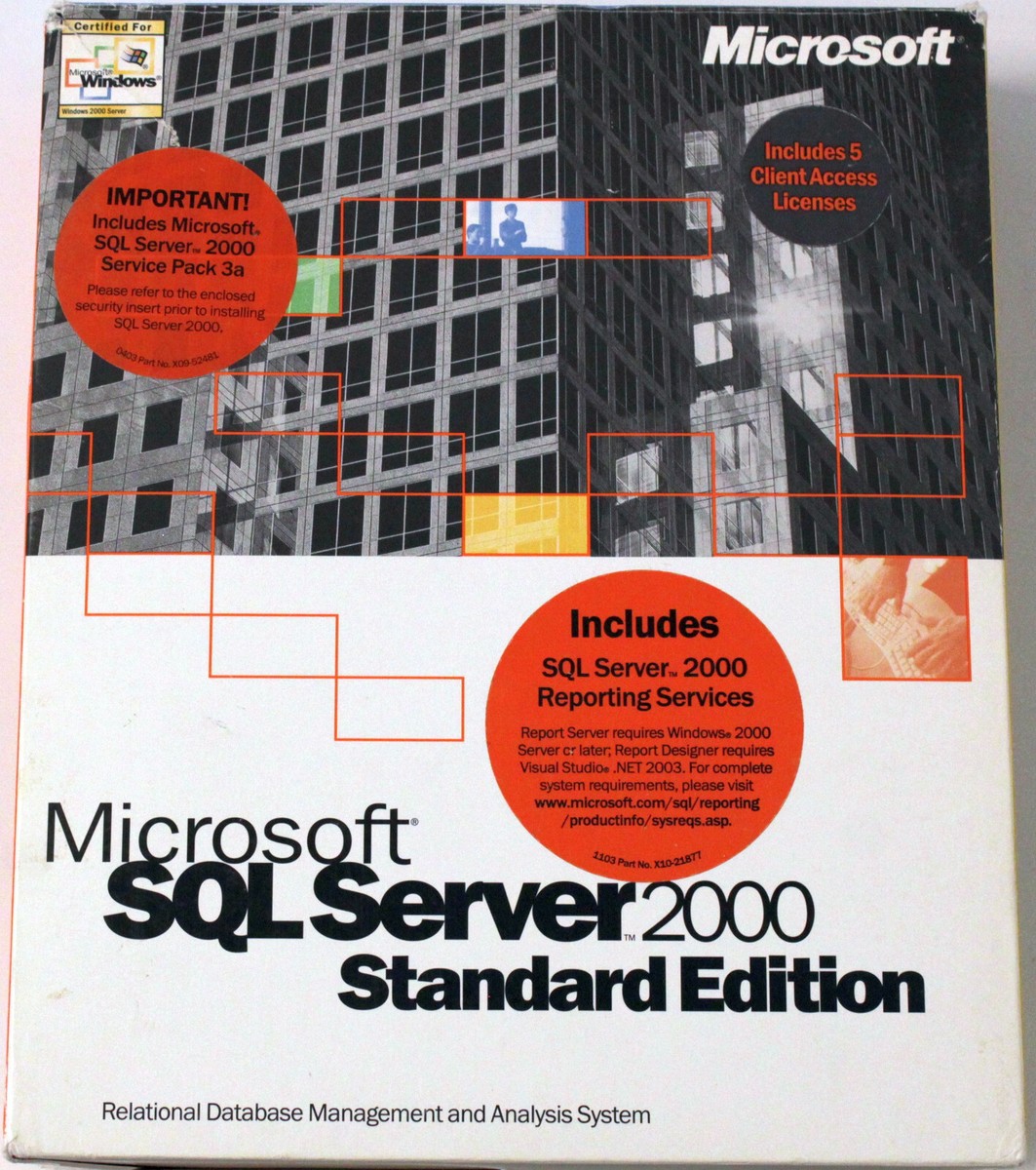 SQL Server 2000 Standard 5CAL COA付 Microsoft SQL Server 2000 Standard - Windows - Englisch - 5