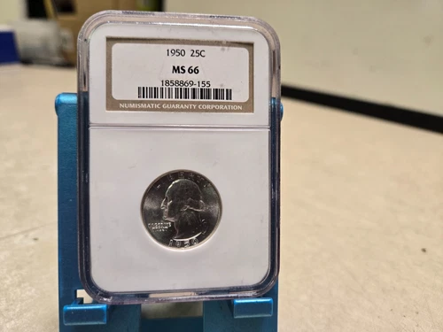 1950 Washington Quarter MS66 NGC Slab wear