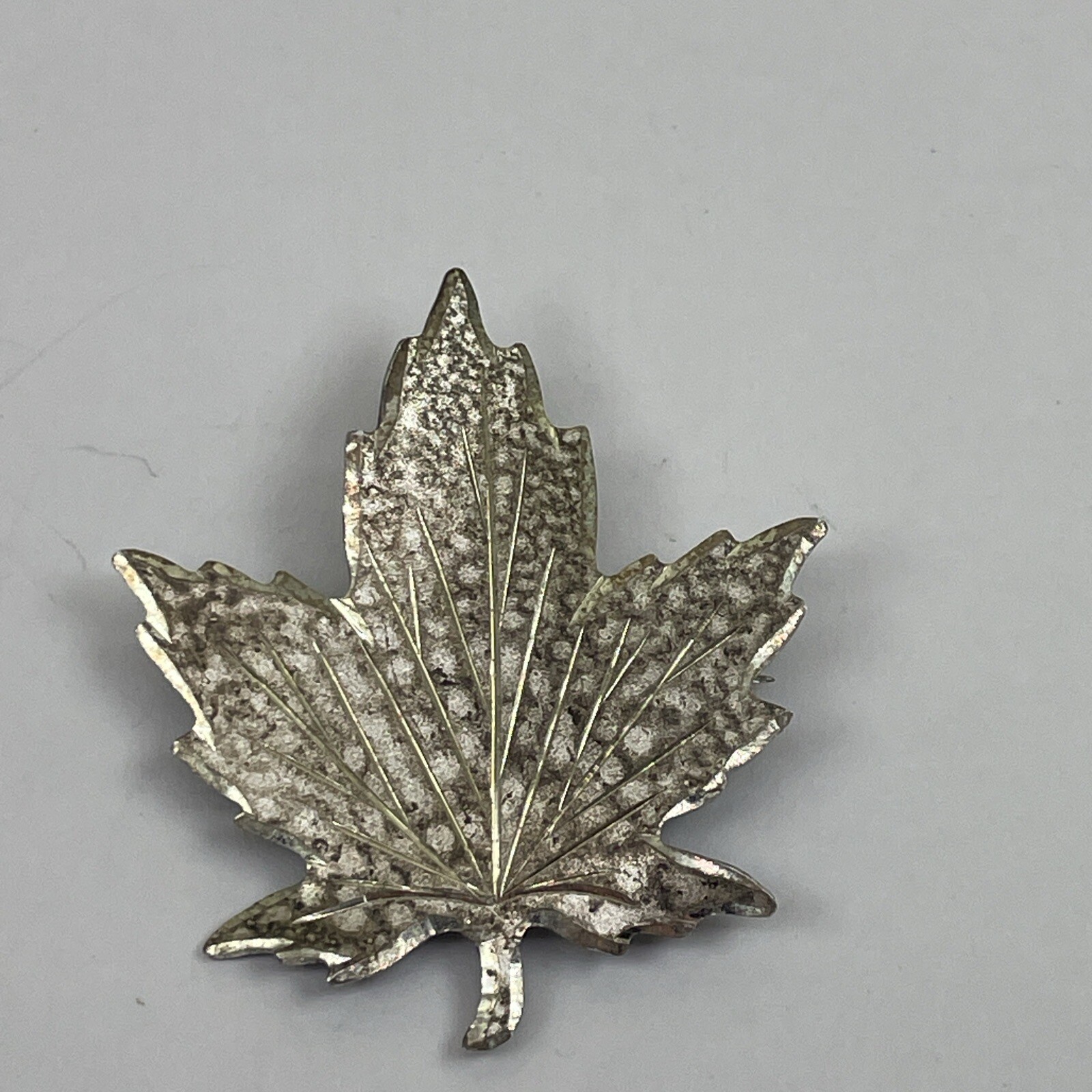 Vintage Signed Sterling Silver Solid Maple Leaf B… - image 1