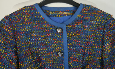 LIZ MALRAUX DESIGN Elegante Luxus Jacke Blazer Blau Bunt Edel Größe 40/42 TOP!