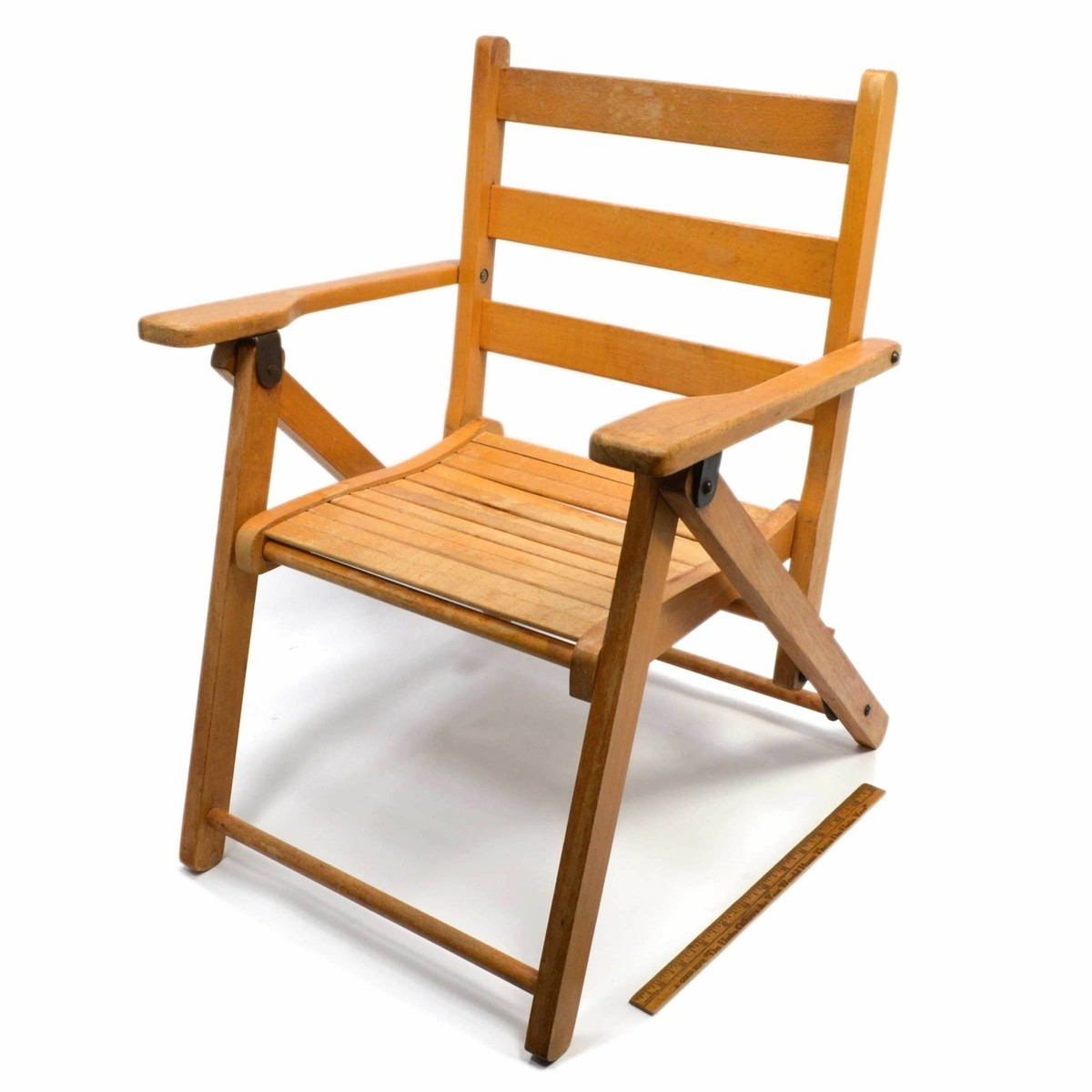 Vintage CHILD-SIZE WOOD FOLDING CHAIR The Cutest! STRAP-BACK STYLE