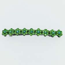 FLOWER BARRETTE use Swarovski Crystal Hair clip Hairpin Elegant Long Green 12-7