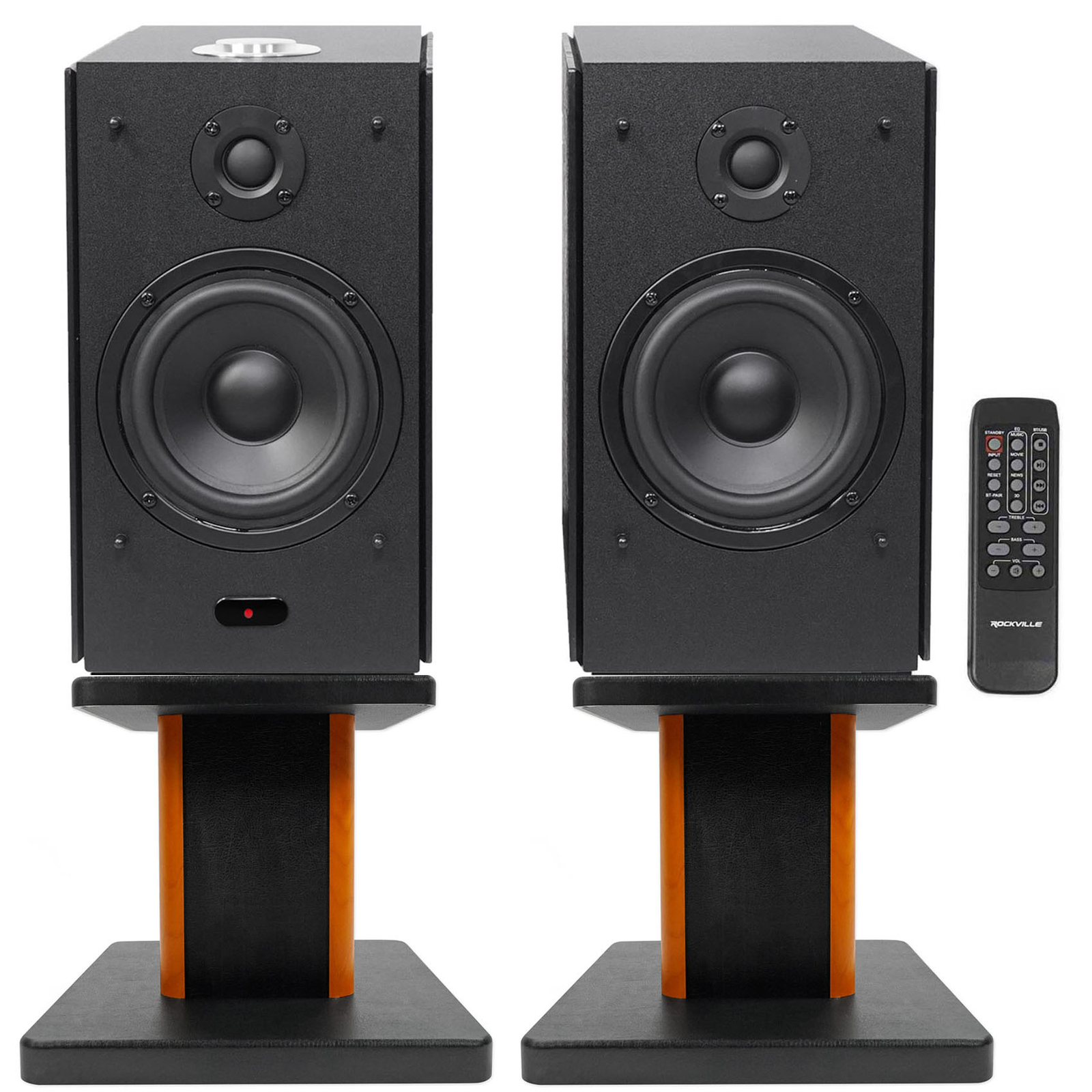 (2) Колонки для домашнего кинотеатра с книжной полкой Rockville HD5B 5 Bluetooth + Деревянные подставки