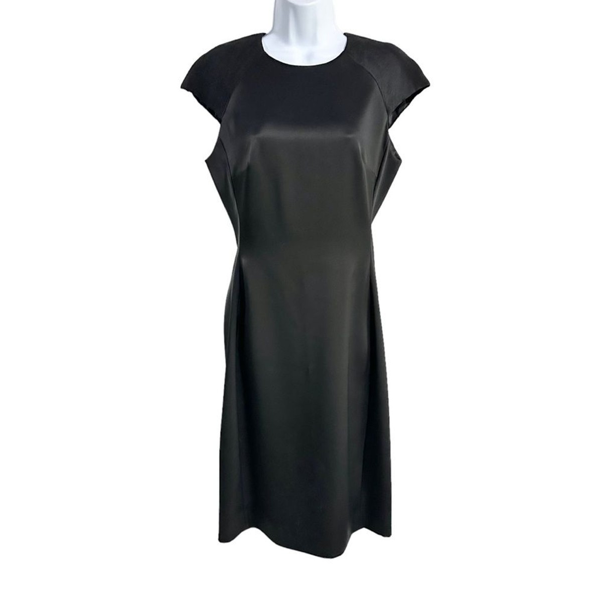 LAgence Black Contrast Cap Sleeve A-Line Dress Size 6 New