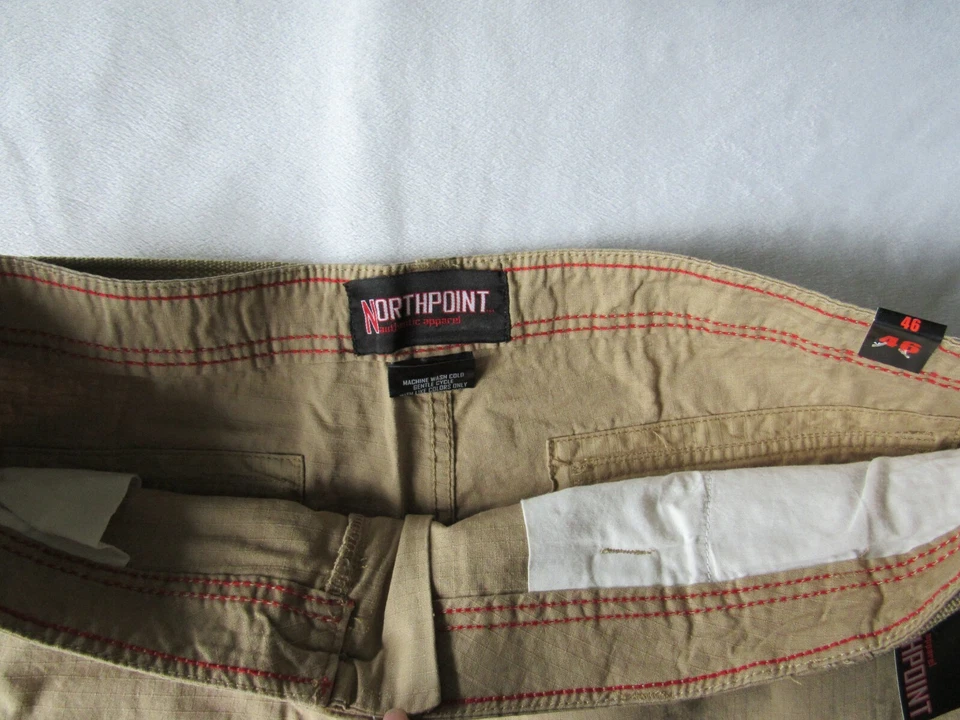 Pantalones Cortos Carga Ripstop Northpoint Para Hombre Talla 46 Algodón Caqui Cinturón 44" x 11" Foto 4 de 4