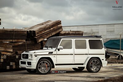Cars white mercedes g63 suv vellano Desk Mat Stitched