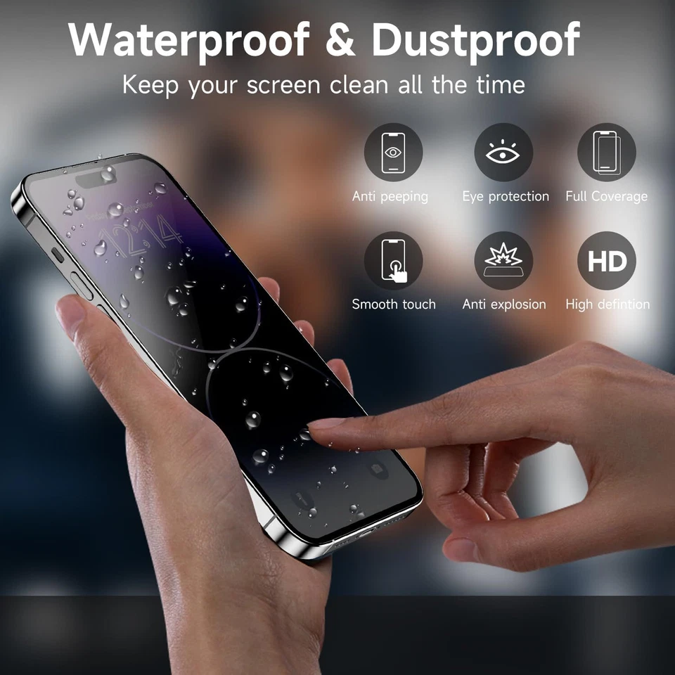 Lote Protector Pantalla Cristal Templado Privacidad para iPhone 16 15 14 13 12 11 8 7 6 X Foto 3 de 4