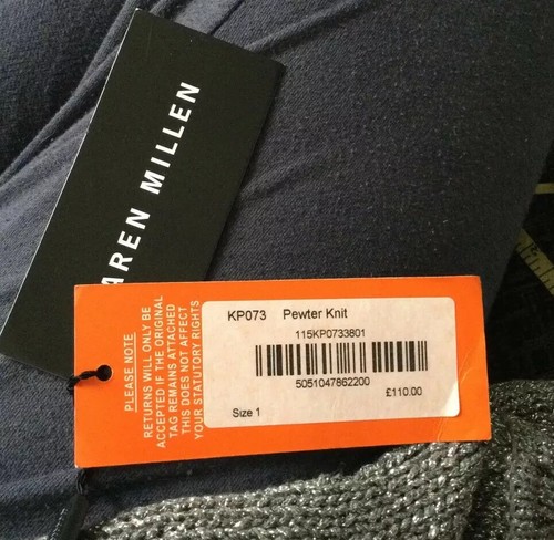 STUNNING ❤️ BNWT £110 KAREN MILLEN SILVER FINE KNIT JUMPER DRESS SIZE 1 6 8 Uk - Picture 3 of 9