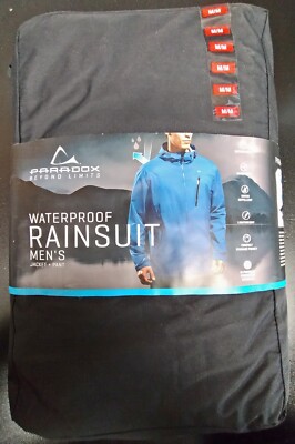 Paradox Men's Waterproof Rain Suit Black, Black
