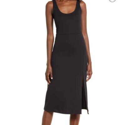 Open Edit Scoop Neck Sleeveless Bodycon Midi dress Black M New | eBay