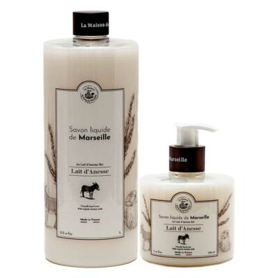 Savon de Marseille französische Flüssigseife mit Bio-Olivenöl - 1L und 330ML Paar