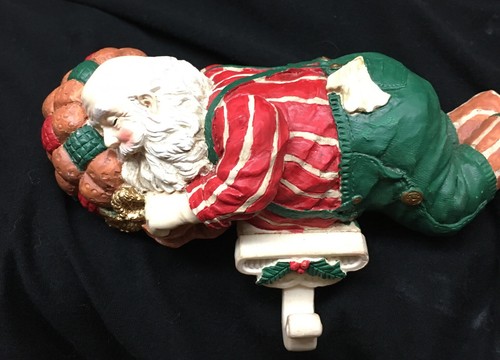 Sleeping Santa Clause Mantel Stocking Holder Hanger Vintage - Picture 2 of 6