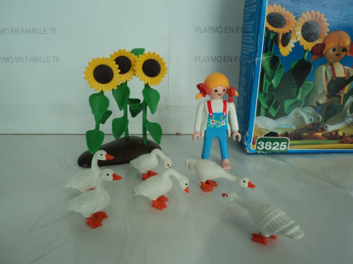 PLAYMOBIL VINTAGE COUNTRY enfant tracteur remorque chien du set 3715 de