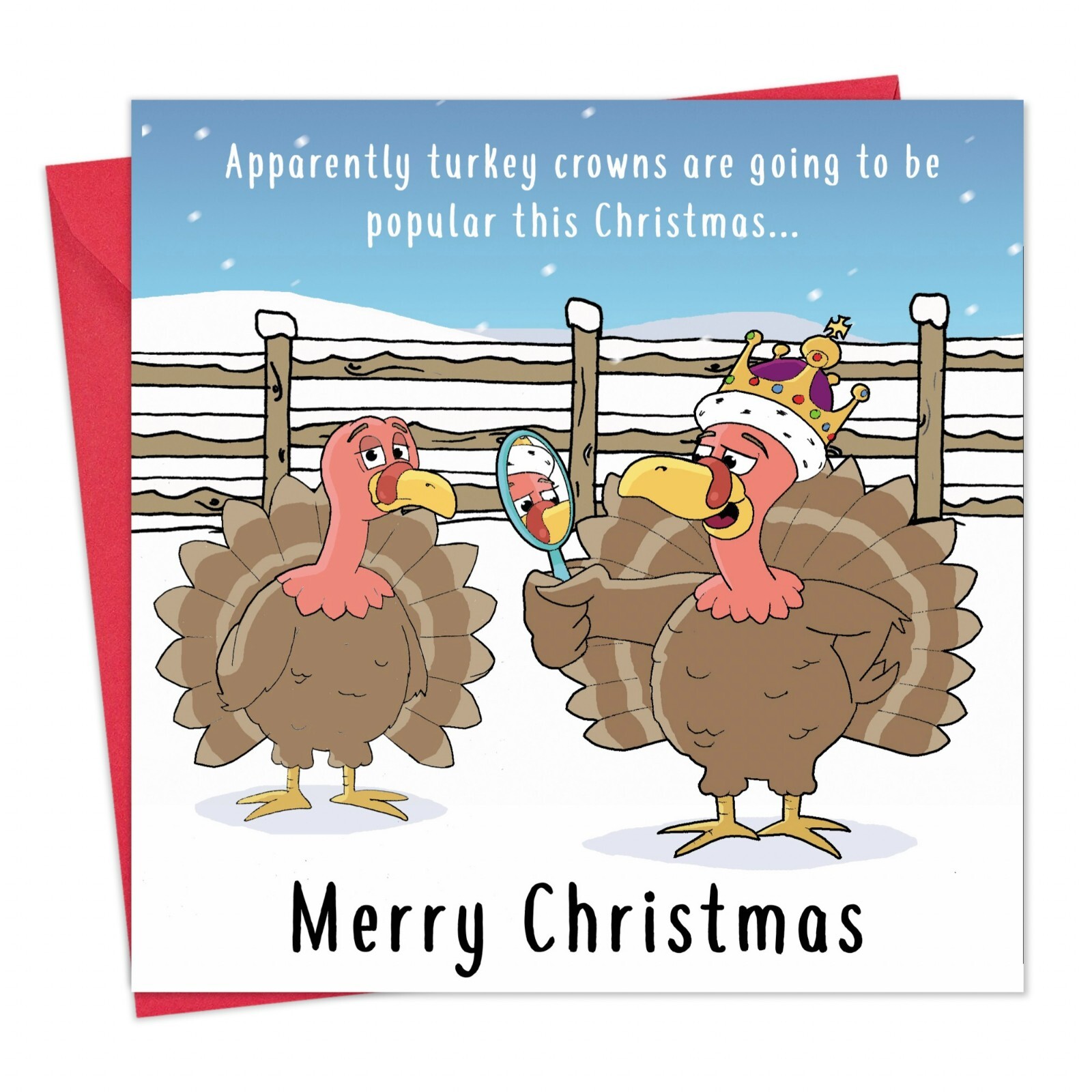 Funny Christmas Card Turkey Crowns - Merry Christmas Card Funny - Xmas Card
