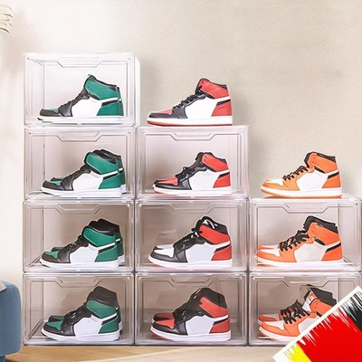 Clear Shoe Organizers with Lid Sneaker Display Case Stackable for Home Storage