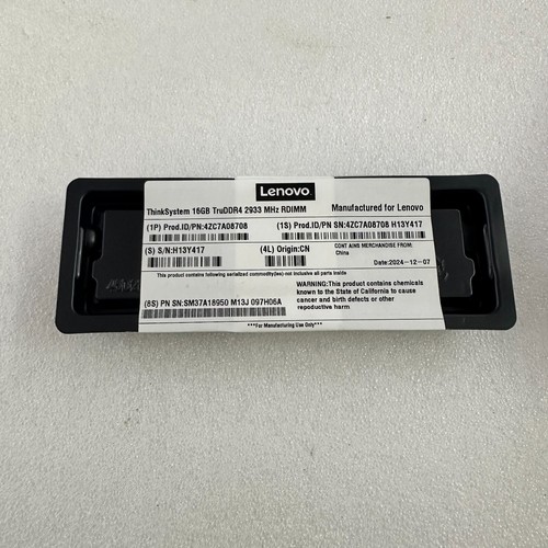 4ZC7A08708 ThinkSystem 16GB TruDDR4 2933MHz (2Rx8 1.2V) RDIMM - Picture 3 of 3