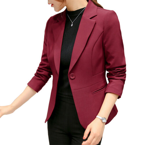 Lady Office Work Suit Pockets Jackets coat Black Women Blazer Formal Blazers - Foto 1 di 18