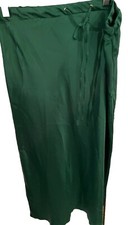 Green Satin Evening Maxi Skirt
