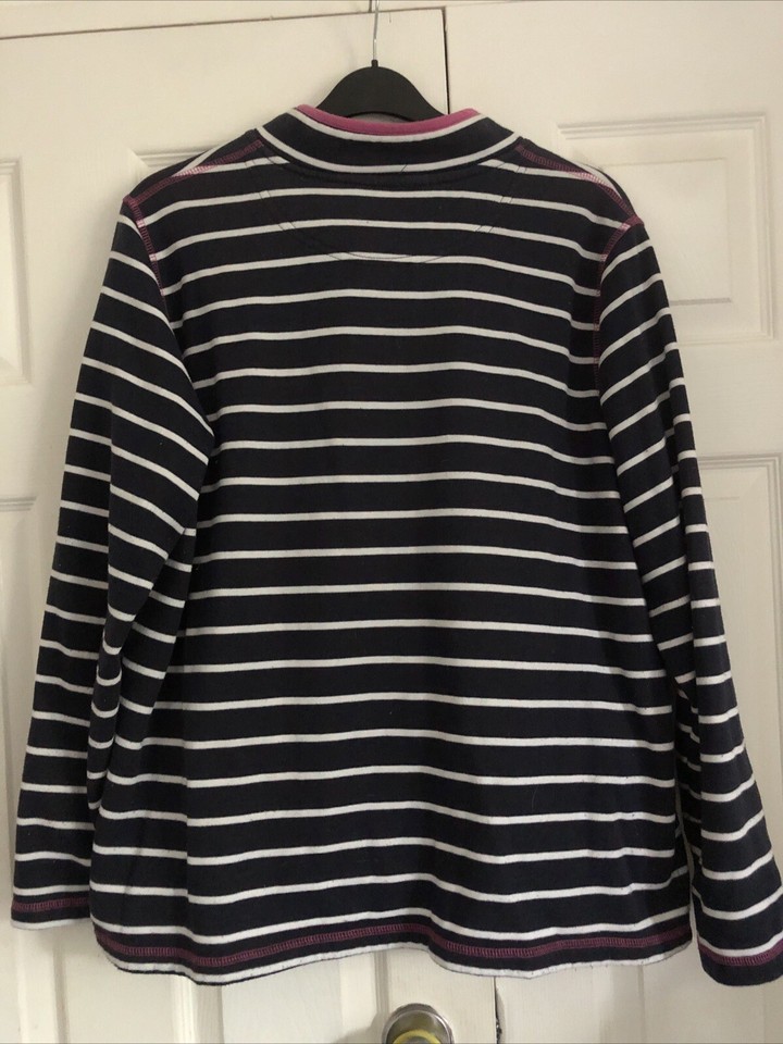 BOARD ANGEL Sweatshirt Sz 20 1/4 Zip Navy Blue/white Stripe. Pink Trim