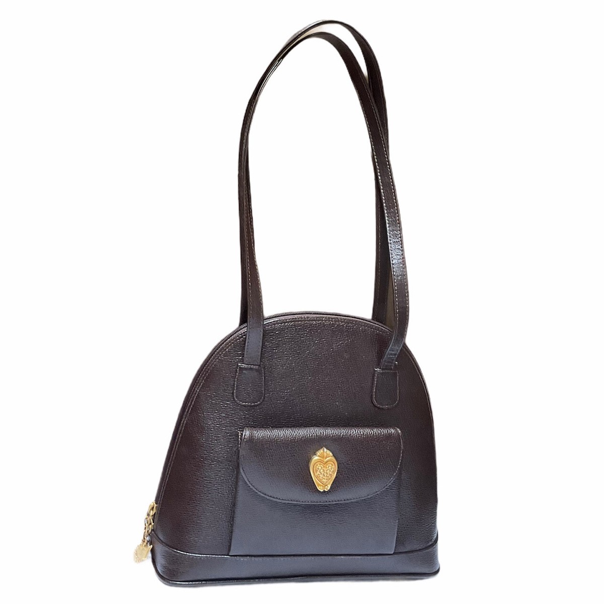 ぱん 1993 Vicenza Purse Brown Leather Satchel Handbag Heart Charm