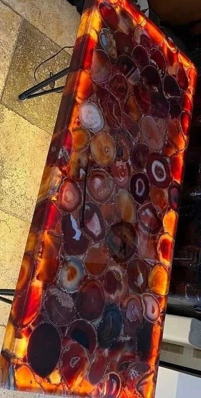 Red Agate Stone Dining Table, Countertop Desk, Kitchen Slab Furniture, Home Deco - Image 4 of 4