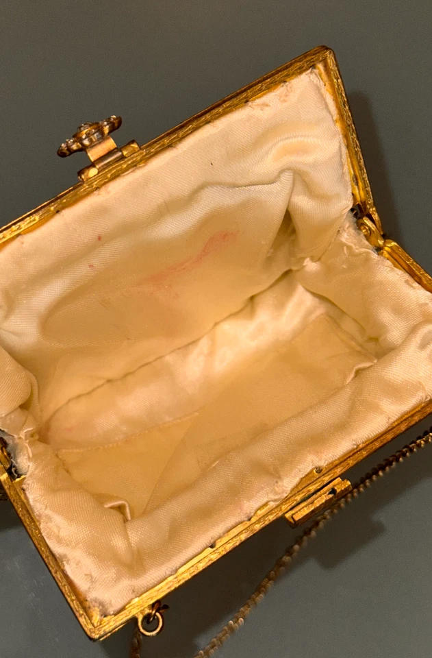 Bolso de Noche Vintage Años 50 - 60 Cadena Dorada Metal Lentejuelas Mujer’s Monedero Bolso sin asas Foto 4 de 4