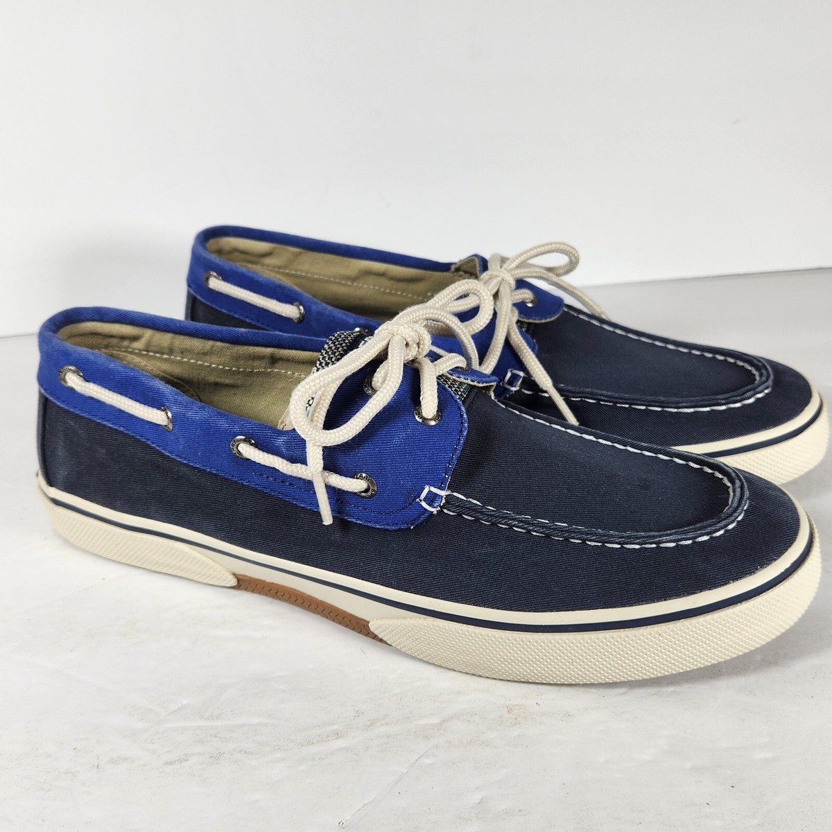 SPERRY Halyard Top Sider Men 11.5 Canvas 2 Tone Blue 2 Eye  display picture 1