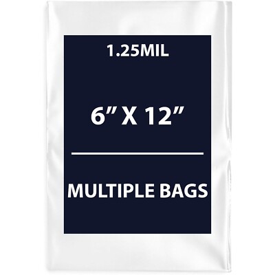 1.25Mil 6'' X 12'' | LDPE Clear Flat Poly Bags, Flexible & Durable | Multiple Bags