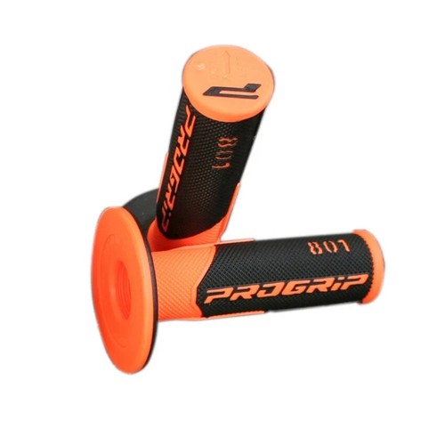 ProGrip 801 Dual Density MX Grips Fluo Orange Black Half Waffle Motocross Grips - Picture 4 of 5