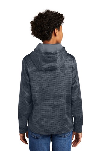 Sport-Tek YST240 Youth Polyester Sport-Wick Camohex Fleece Hoodie Pullover - Picture 8 of 27