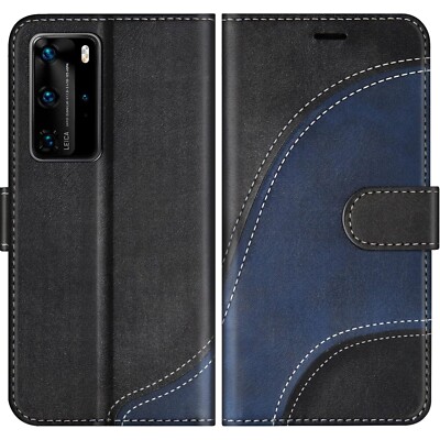 Elegante Lederhülle für Huawei P40 Pro Plus mit Kartenfächer & Magnetverschluss