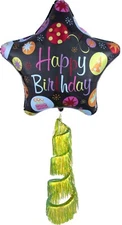 Anagram Happy Birthday Balloon Airwalker Star Foil Balloon w/Fringe Tail 70"