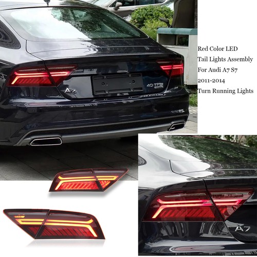 Red Color Led Tail Lights Assembly For Audi A7 S7 2011-2014 Turn Running Lights