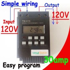 30A Digital Timer Switch Relay Control High Load 7 Day Programmable 110V 120V AC