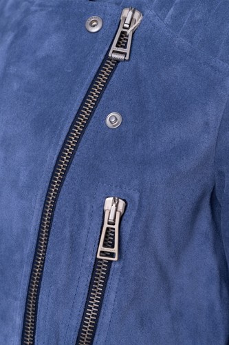 Belstaff Sidney Lederjacke Bikerjacke IT42 Blau Wildleder Suede Blue Leather - Bild 7 von 9