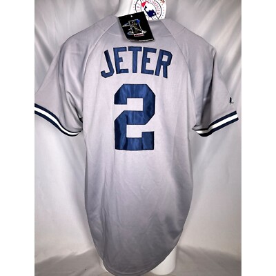 Derek Jeter #2 New York Yankees Majestic Road Grey Jersey Men's