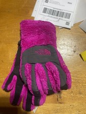 THE NORTH FACE Fleece Gloves Girls Med Fuchsia Pink Black UR Powered Gloves