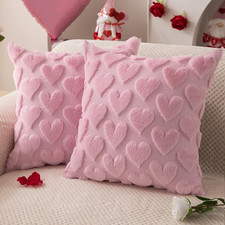 Valentines Pillow Covers 18x18 inch Set of 2 Valentines Day Decoration Pink Hear