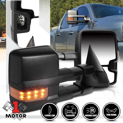 [Pair]Manual LED Signal Towing Side Mirror for 88-00 Chevy C/K CK Tahoe/Suburban