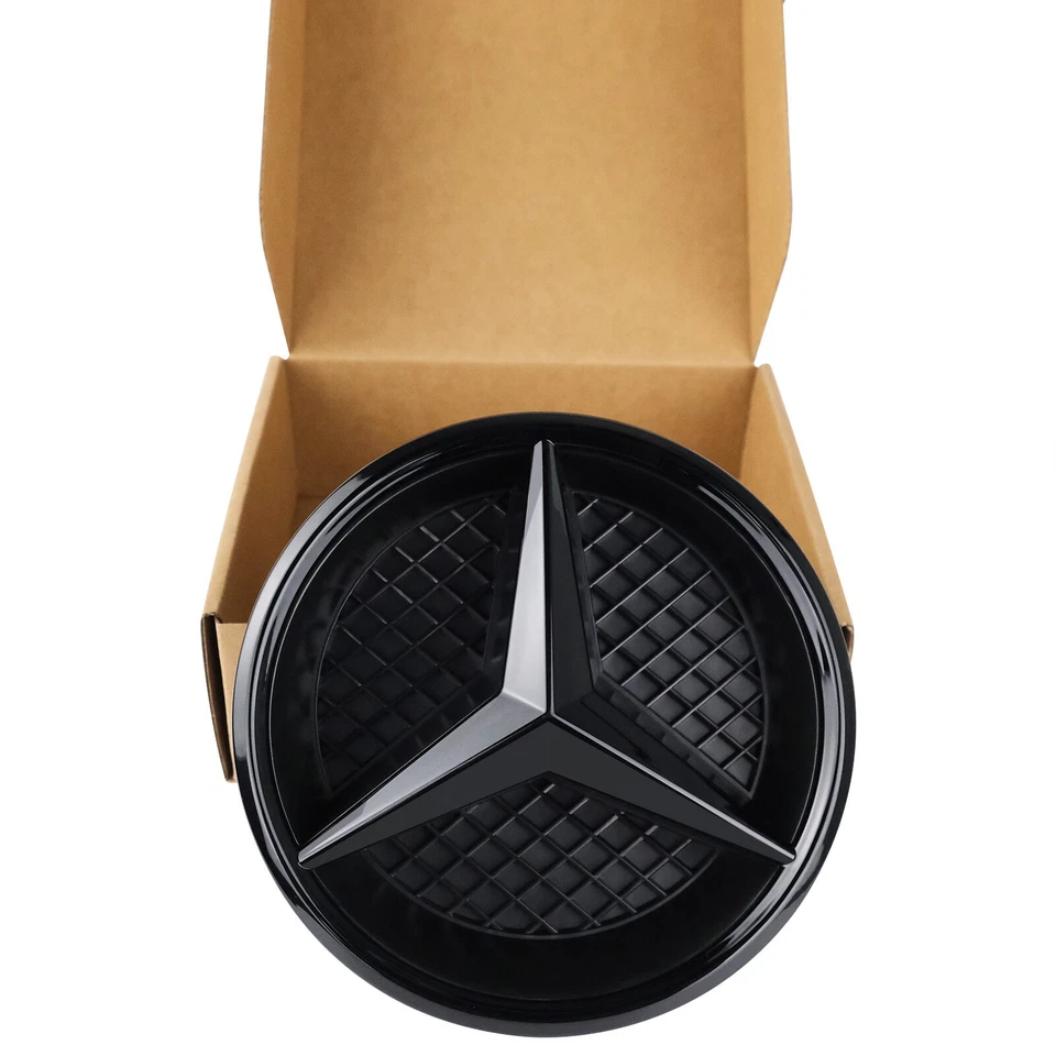 W213 E300 Black Convex Star Emblem Front Grille Badge For Mercedes Benz 2016-19 Foto 3 de 4