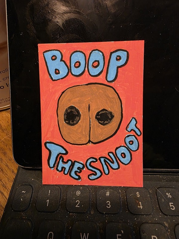 Boop the Snoot Handmade Non-Sport Trading Card Art Card, Red Background